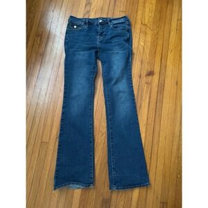 True Religion Becca Mid Rise Bootcut Jeans Dark Wash Blue Size 28 Crystal Button